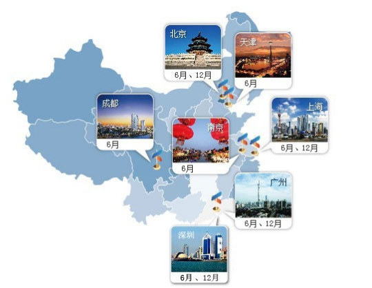 CFA考点路线详情,2016年6月中国CFA考点详细地址,CFA考点路线