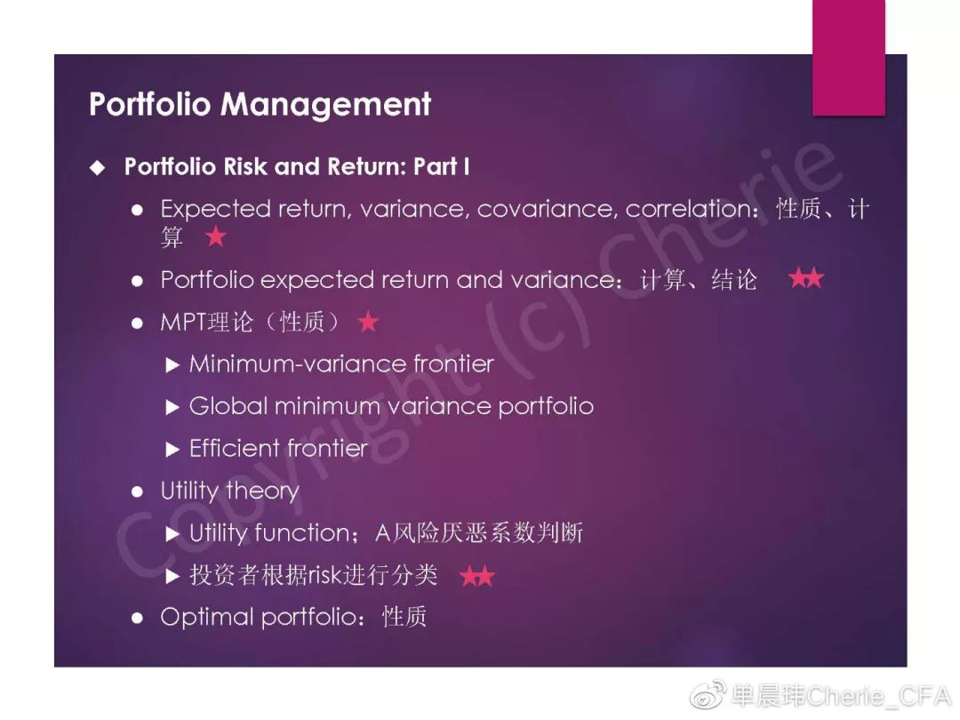 干货：CFA一级组合管理必考知识点-金程CFA