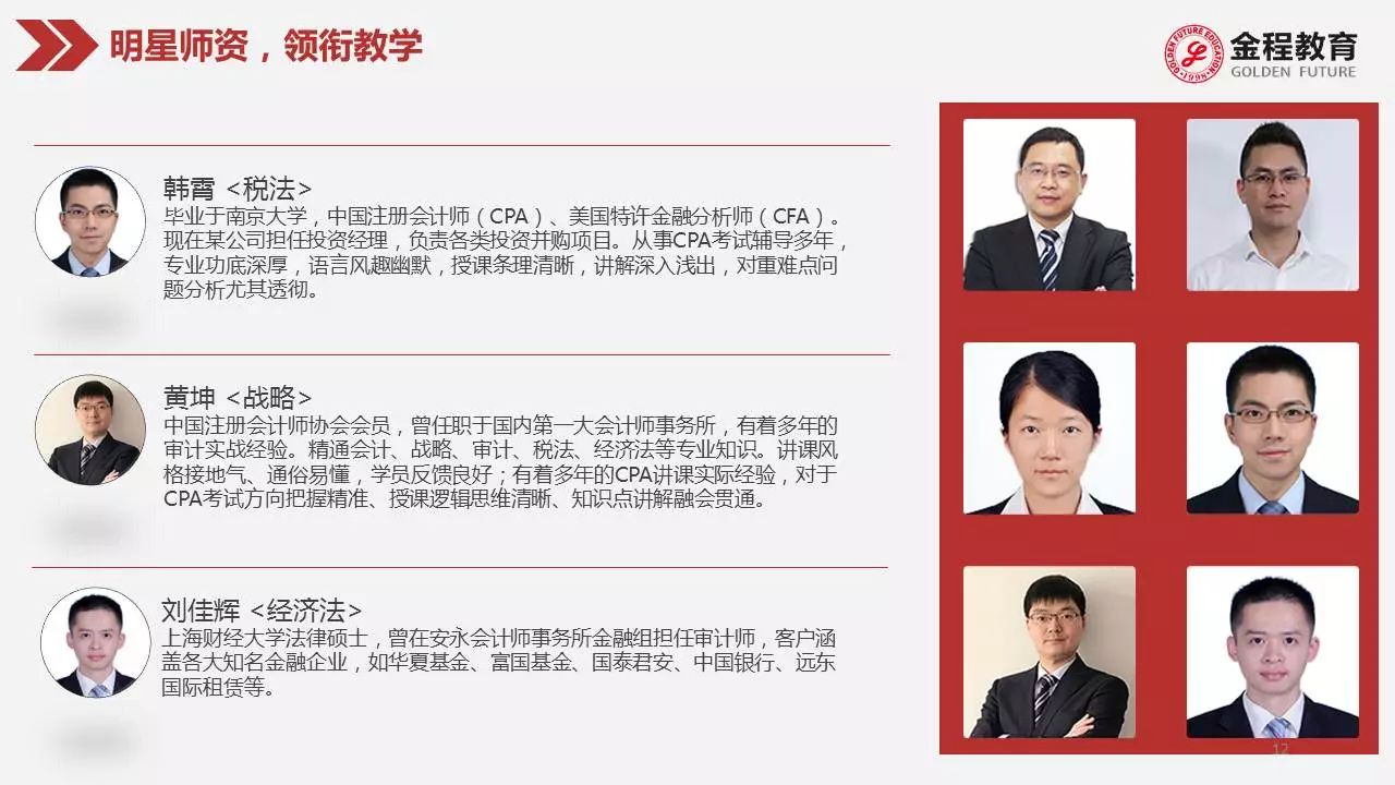 金程CPA 明星导师