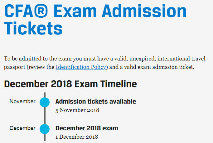 CFA准考证打印时间