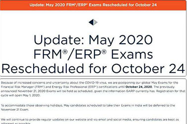 刚刚，5月FRM考试延迟时间为10月24日，不退费！